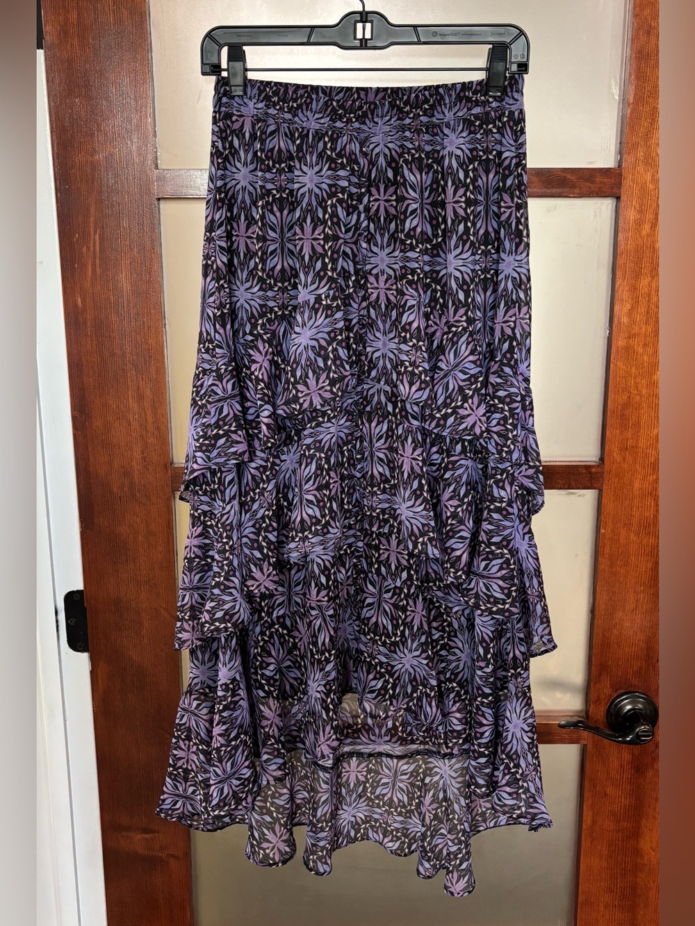 Allison NY Purple Floral High-Low Tiered Skirt